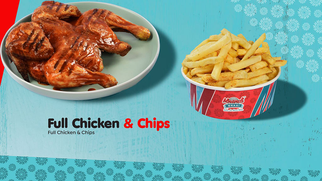Full Chicken and Chips menu card