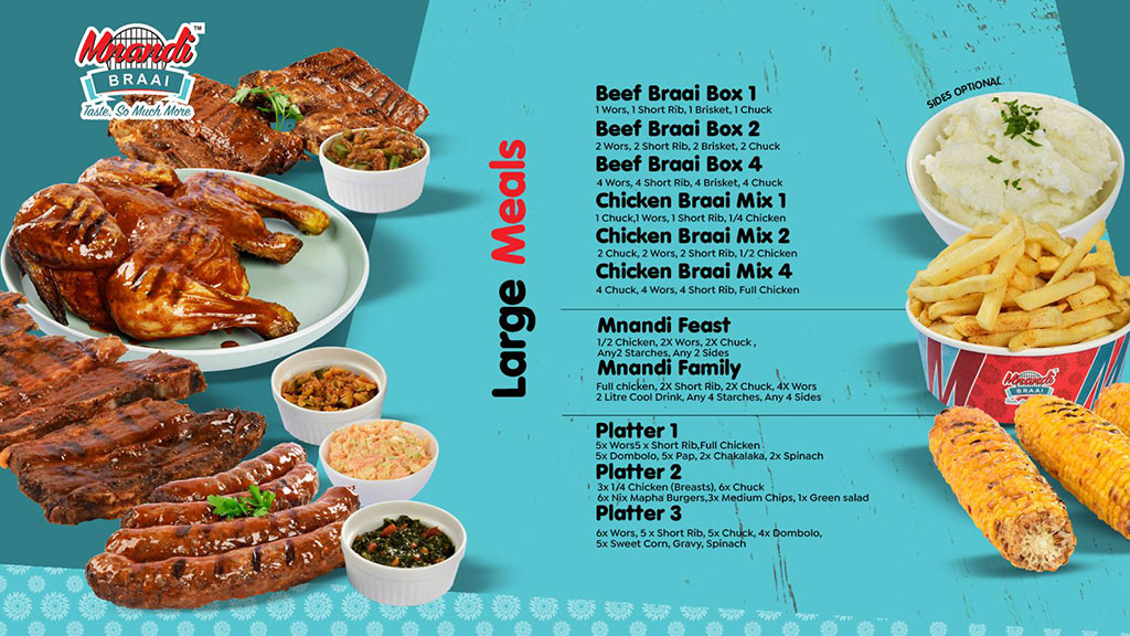 Large Meals menu card